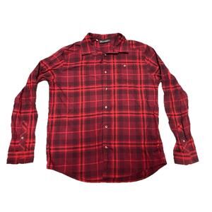 Under Armour Men's Red Plaid Button Up Fitted Long Sleeve Shirt Size XL